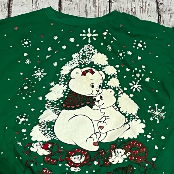 Vintage Christmas Bear Holiday Xmas Ugly Sweater Party 1980s Sweatshirt - Picture 5 of 8